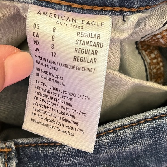 American Eagle Next Level Stretch Distressed Skinny Jeans size 8 Regular Hi Rise - Picture 5 of 5